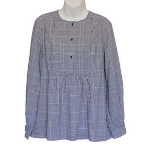 Brooks Brothers Gingham Supima Cotton Long Sleeve Top Size 14